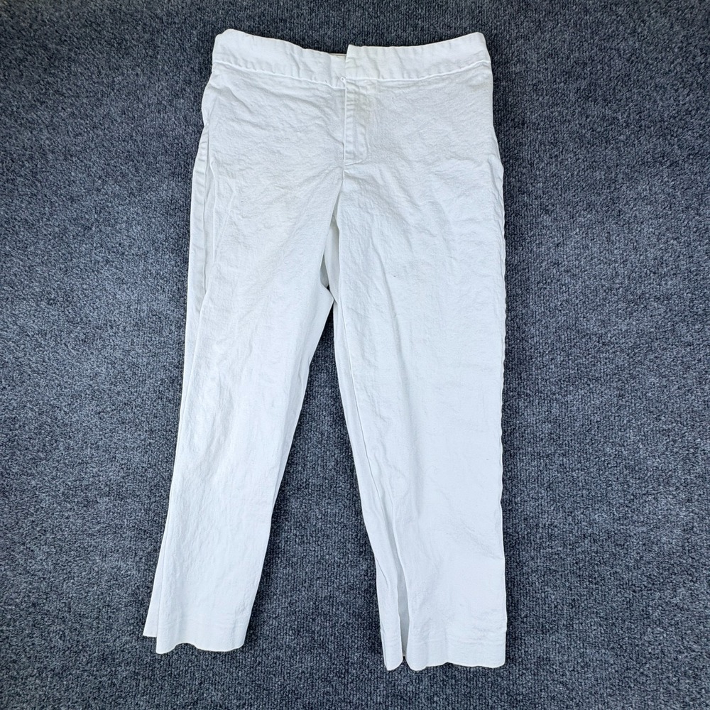Time Future Pants Womens 28x21 White Cotton Stretch Mid Rise Straight Leg Casual